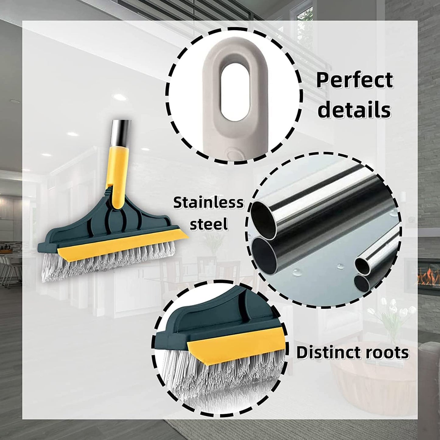 2 In 1 Floor Cleaning Brush Bathroom Tile Windows Floor Cleaning Brush With 120° Rotatable Head – Multipurpose Bathroom Floor Cleaning Brush – Floor Brush Scrubber – Without Box