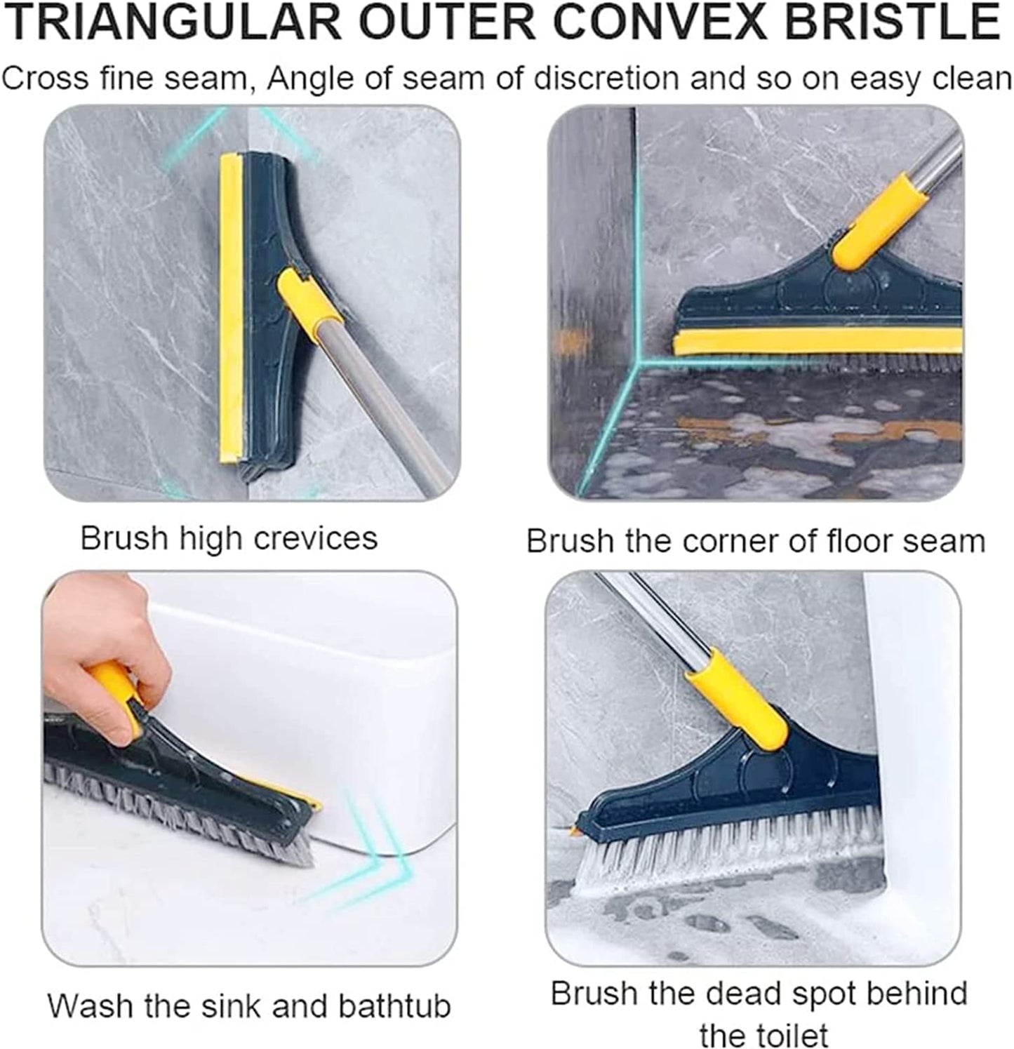 2 In 1 Floor Cleaning Brush Bathroom Tile Windows Floor Cleaning Brush With 120° Rotatable Head – Multipurpose Bathroom Floor Cleaning Brush – Floor Brush Scrubber – Without Box