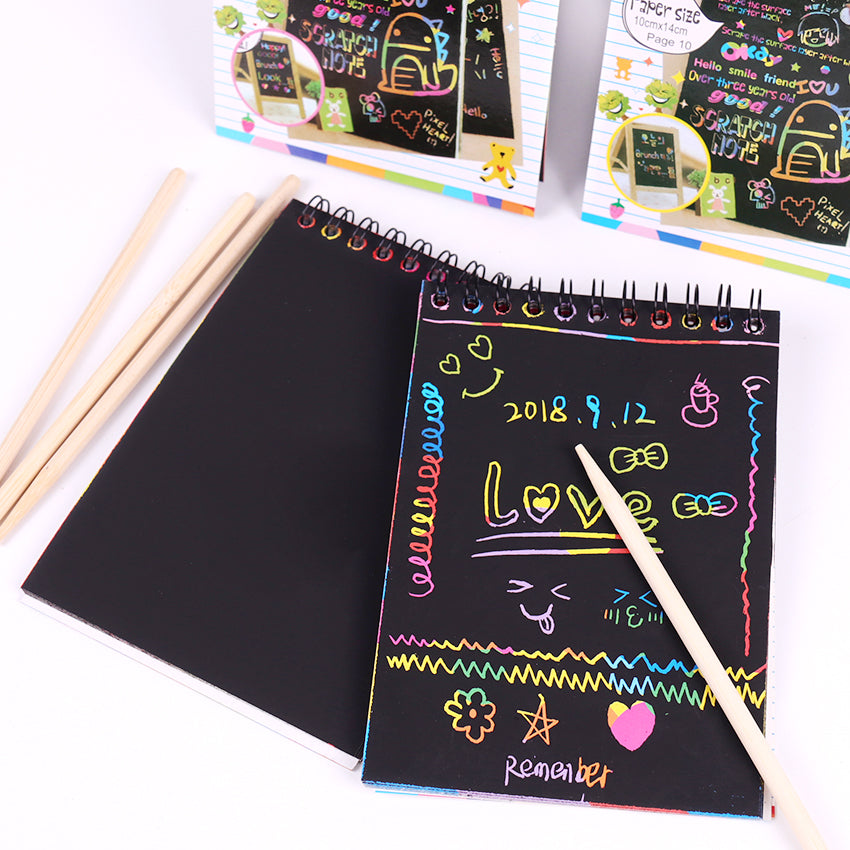 Scratch Note Black Cardboard Creative DIY Draw Sketch Notes for Toy Notebook School Supplies