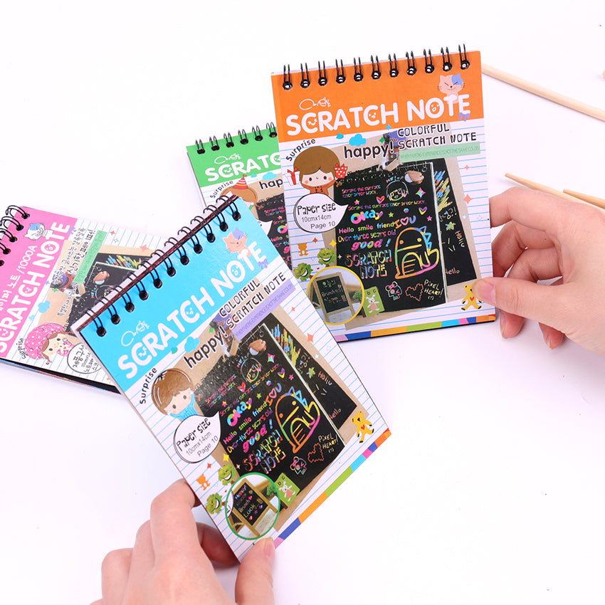 Scratch Note Black Cardboard Creative DIY Draw Sketch Notes for Toy Notebook School Supplies
