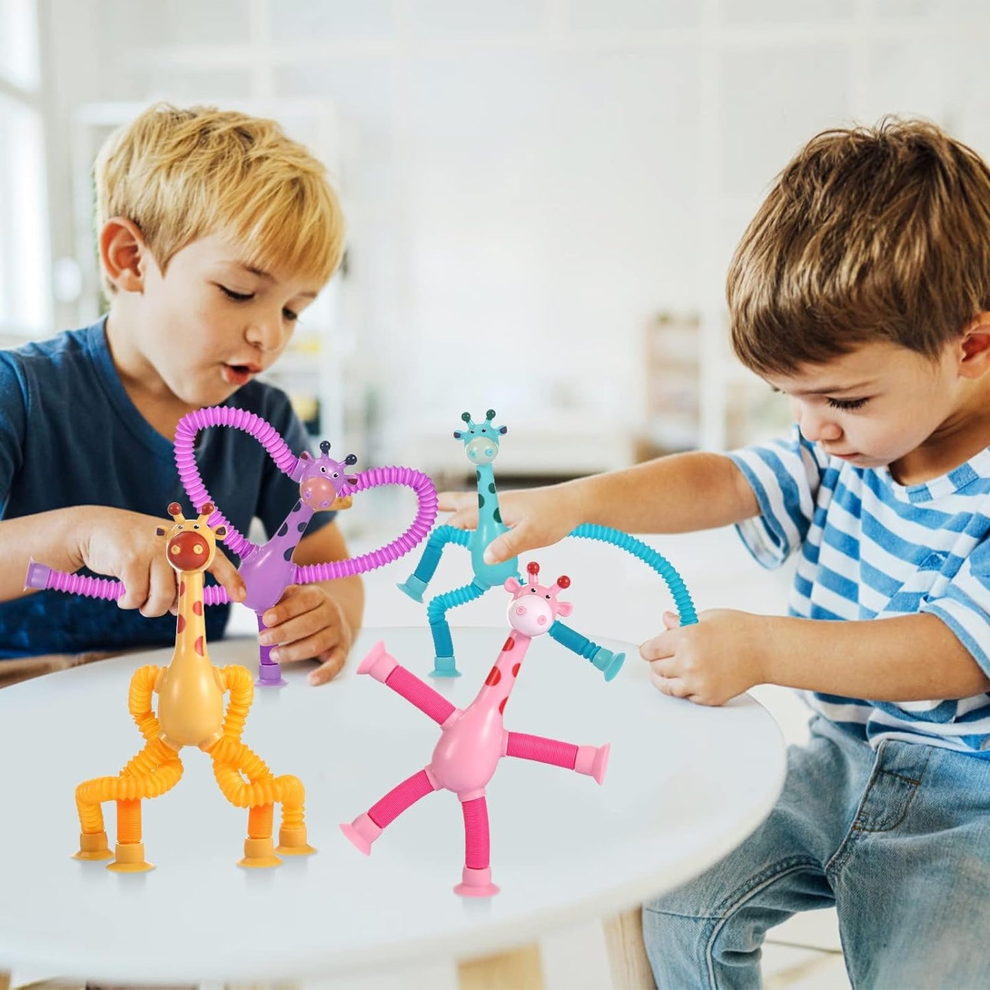 1 Pcs Of Animal Pop Tubes Cartoon Giraffe Suction Cup Toys Kids | Stress Relief Squeeze Toys