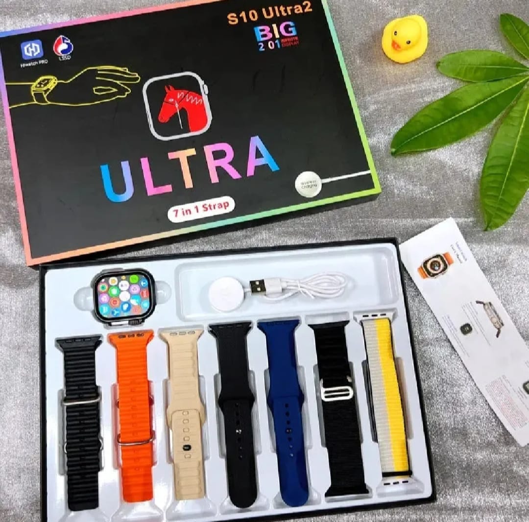 S10 Ultra 2 Smart Watch For Kids & Adults | 7 Stylish Straps | Titanium Body | Magnetic Charger | Water Resistant