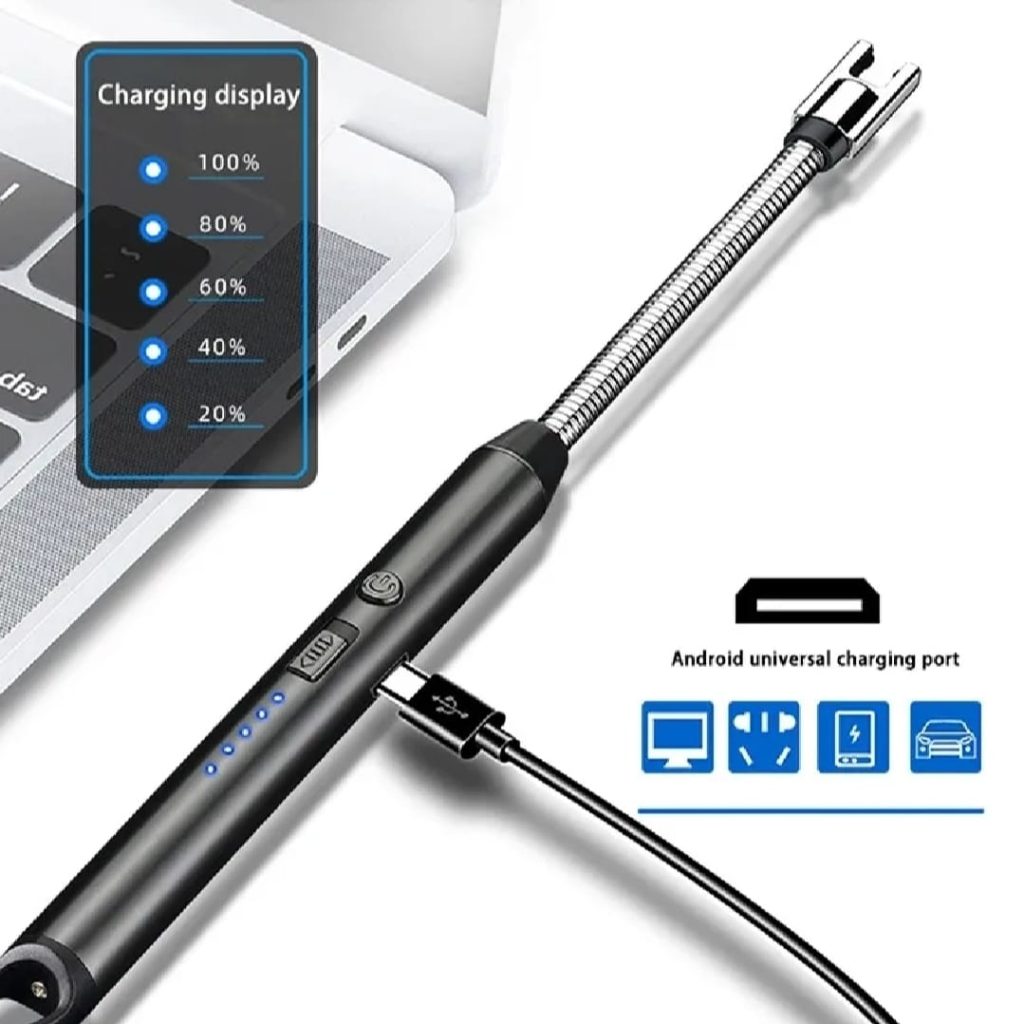 360° Outdoor Kitchen Lighter – Usb Rechargeable Plasma Arc Lighter With Safety Lock & Flexible Elbow For Candles, Bbq & Stoves (random Color)
