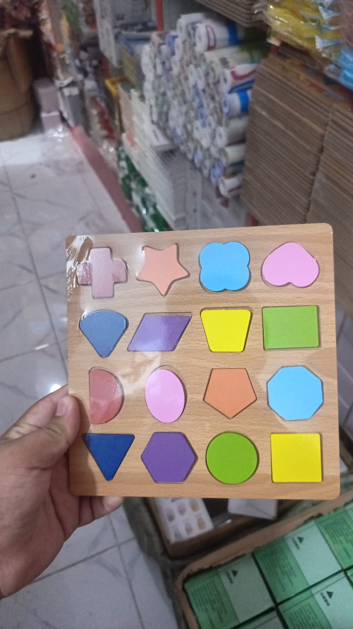 Colorful Geometric Shapes Wooden Cognitive Board Puzzle – Educational Learning Toy For Kids (1–3 Years, Safe & Durable)