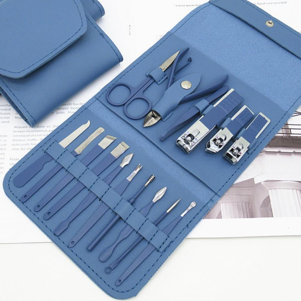 16-piece Manicure & Pedicure Kit – Premium Stainless Steel Nail Care Set For Hand, Foot & Facial Grooming | Travel-friendly Case Included | 16 Pcs Nail Care Set