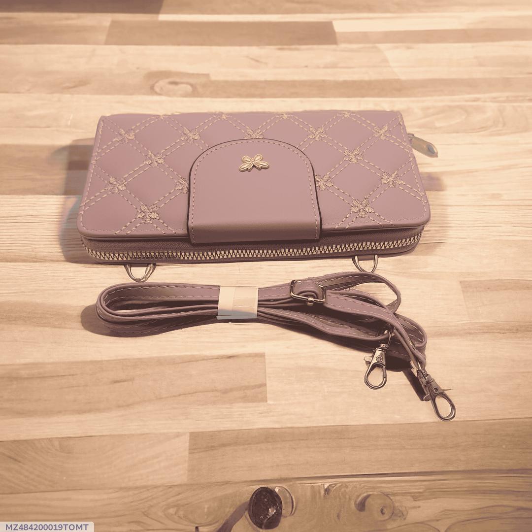 Women's PU leather embroidered clutch