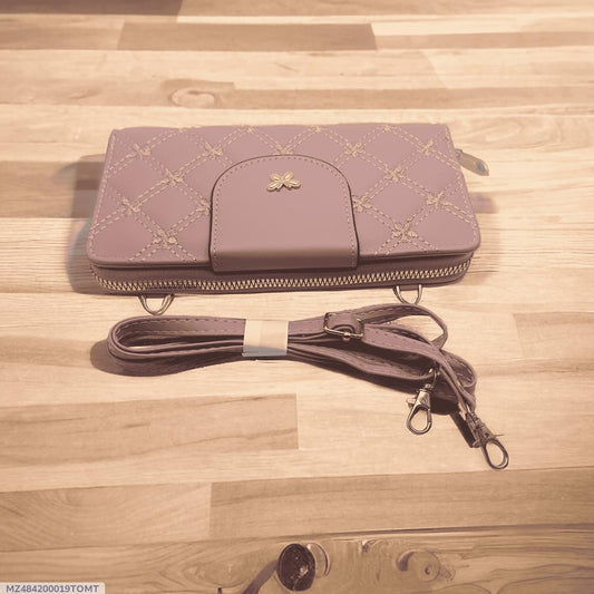 Women's PU leather embroidered clutch