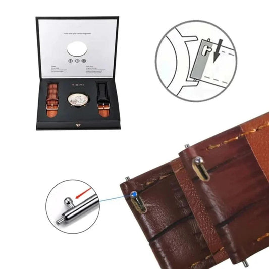 Tomi leather watch with 2 Straps