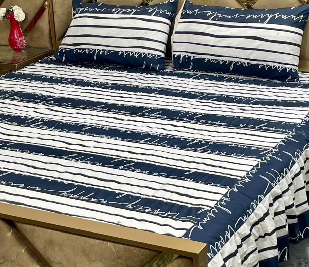 3 Pcs Cotton Frill Double Bedsheet