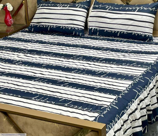 3 Pcs Cotton Frill Double Bedsheet