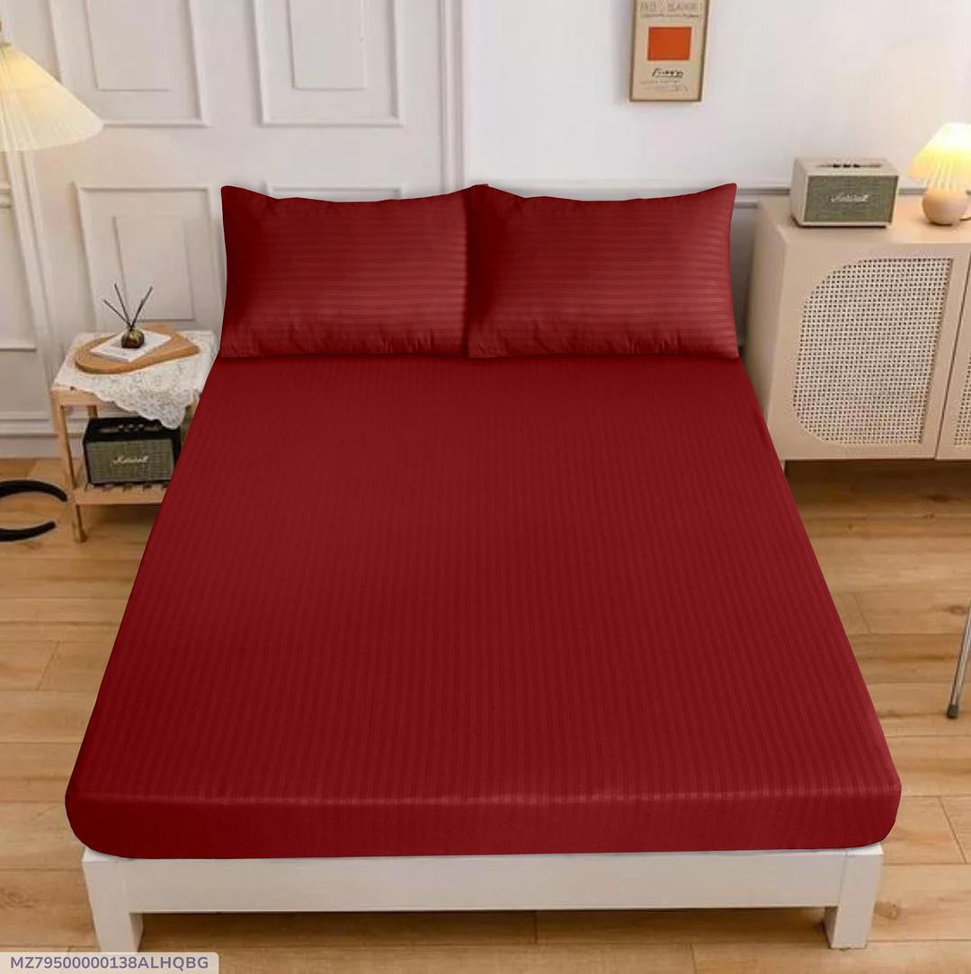 3 Pcs Cotton sotton Embossed double bedsheet