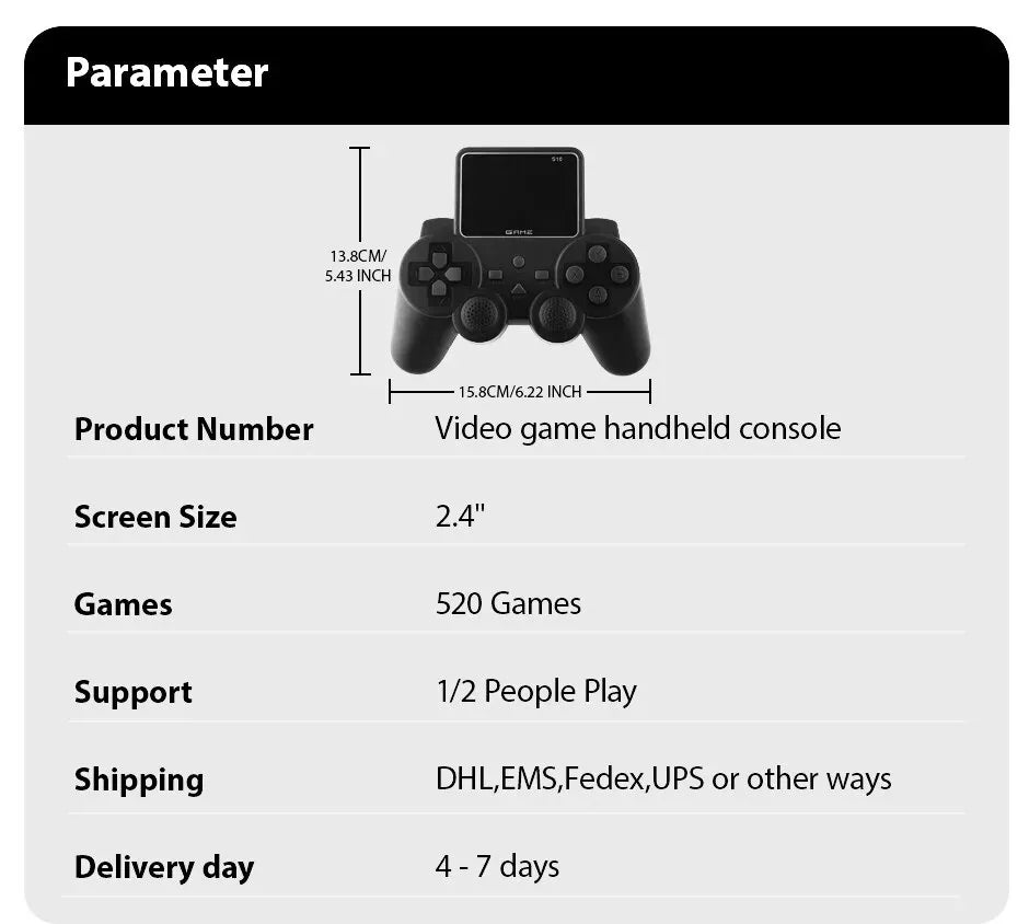 S10 Controller Game Pad Digital Game Player S10 Mini Portable Retro Video Handheld Game Console 2 4 Inch Built in 520 Games AV Output Video Two Player Controller Kids Gift
