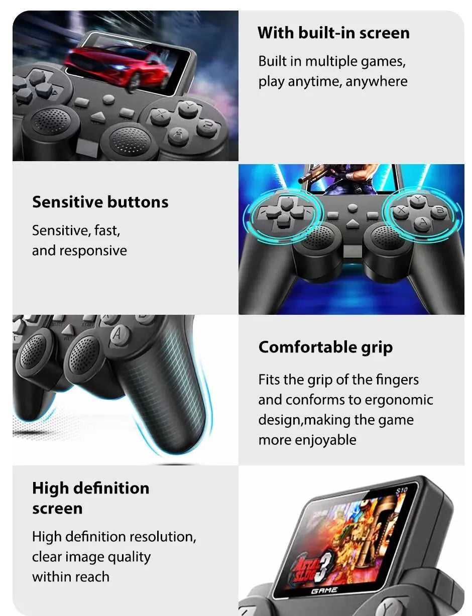 S10 Controller Game Pad Digital Game Player S10 Mini Portable Retro Video Handheld Game Console 2 4 Inch Built in 520 Games AV Output Video Two Player Controller Kids Gift