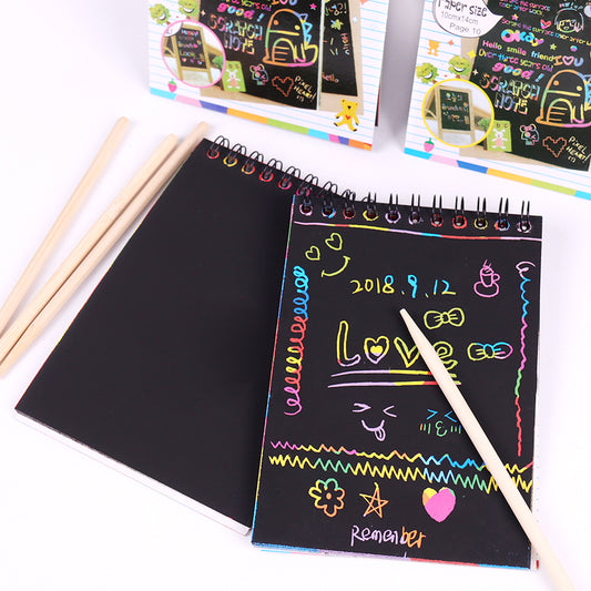 Scratch Note Black Cardboard Creative DIY Draw Sketch Notes for Toy Notebook School Supplies