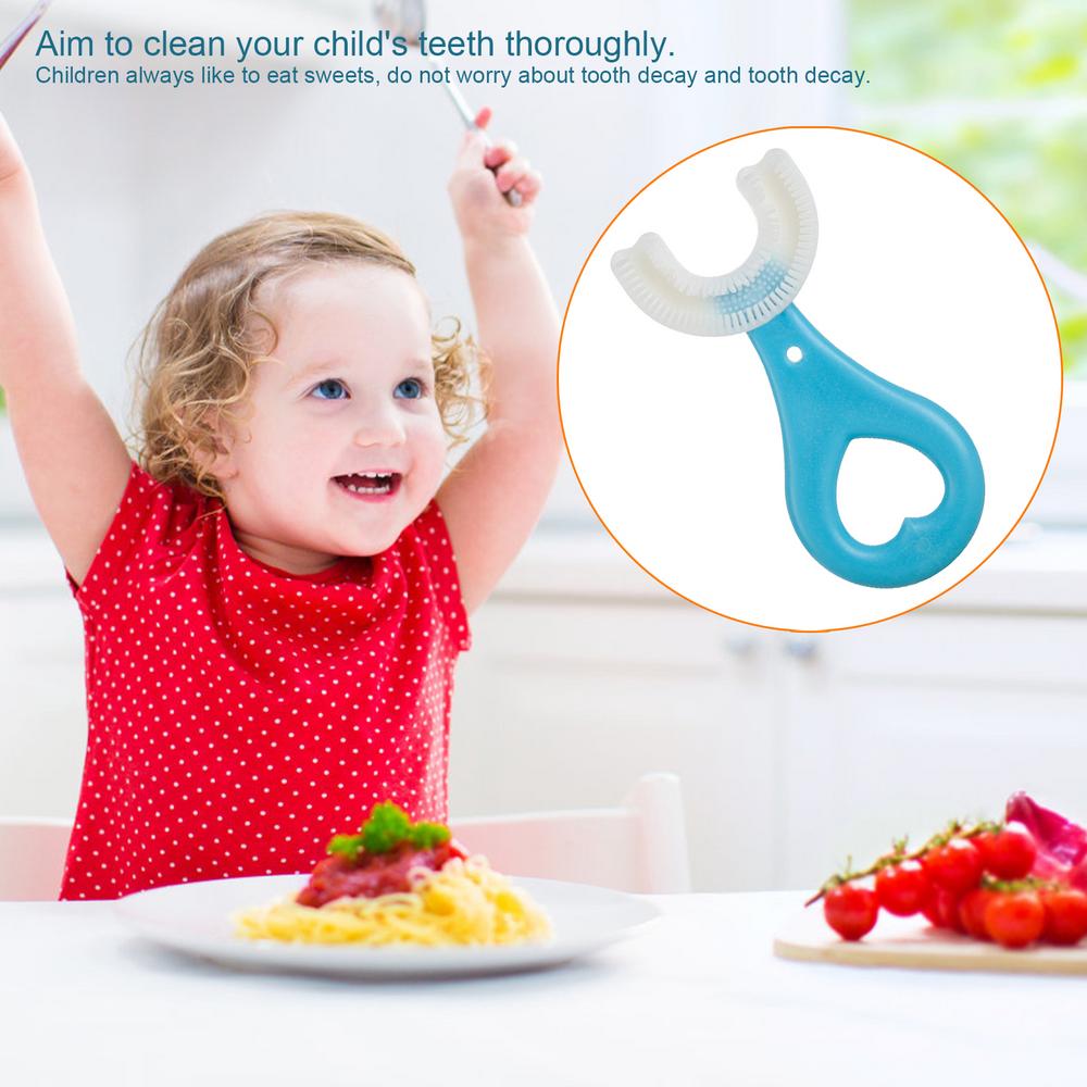 Toddler Toothbrush Kids U Shaped Toothbrush With Food Grade Soft Silicone Brush Head 360 Oral Teeth Cleaning Children U Shape