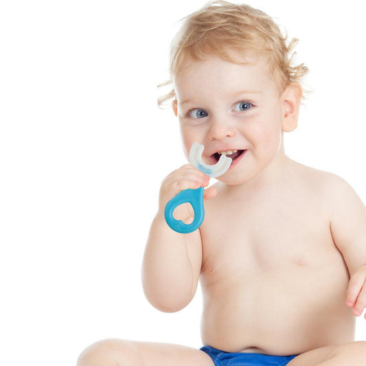 Toddler Toothbrush Kids U Shaped Toothbrush With Food Grade Soft Silicone Brush Head 360 Oral Teeth Cleaning Children U Shape