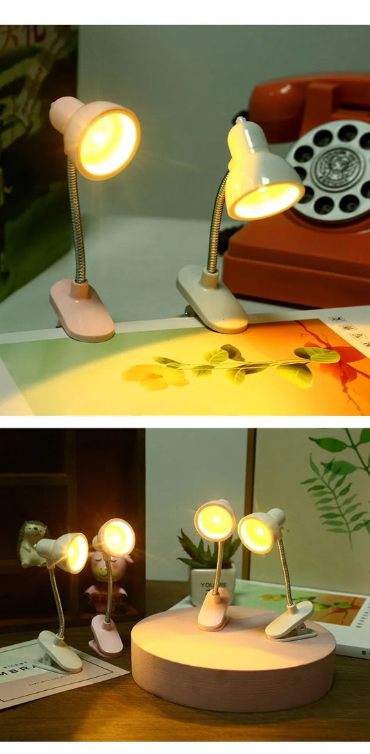 Mini Led Clamp Lamp – Portable Usb-powered Desk Light With Adjustable Flexible Neck, Strong Clamp Base, Eye-friendly Flicker-free Lighting For Home, Office, Bedside & Travel ( Random Color)
