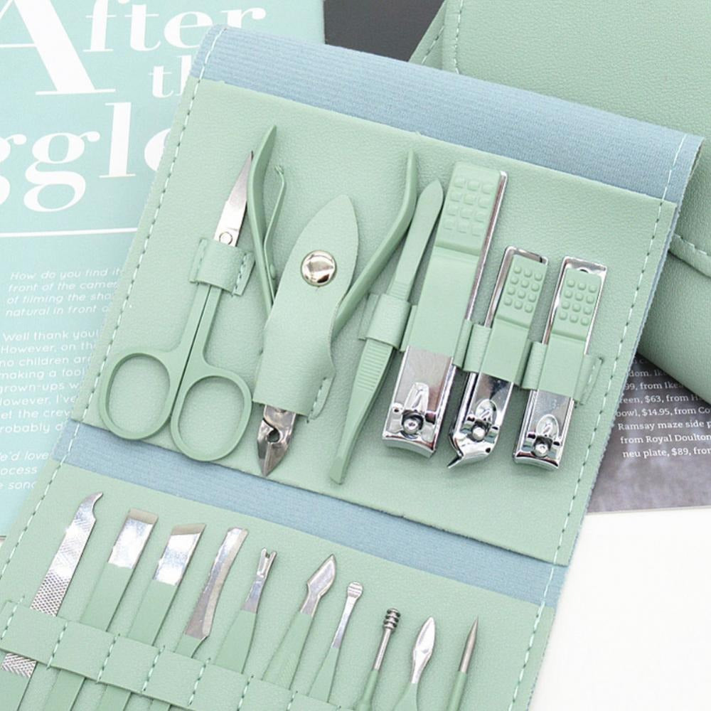 16-piece Manicure & Pedicure Kit – Premium Stainless Steel Nail Care Set For Hand, Foot & Facial Grooming | Travel-friendly Case Included | 16 Pcs Nail Care Set