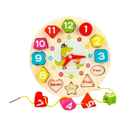 oy Joy Wooden Shape Color Sorting Clock Teaching Time Number Blocks Puzzle Stacking Sorter Jigsaw Montessori Early Learning Educational Toy Gift for Year Old Kids