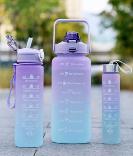 3 PCS Water Bottles With Straw, 2000ml 900ml 300ml ( with stickers )